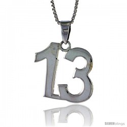 Sterling Silver Digit Number 13 Pendant 3/4 in. (18 mm)