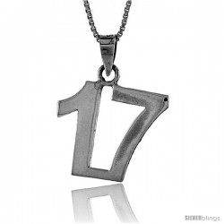 Sterling Silver Digit Number 17 Pendant 3/4 in. (18 mm)