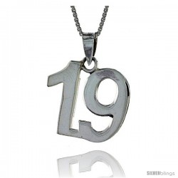 Sterling Silver Digit Number 19 Pendant 3/4 in. (18 mm)