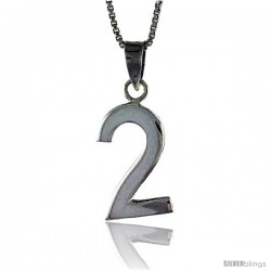 Sterling Silver Digit Number 2 Pendant 3/4 in. (18 mm)