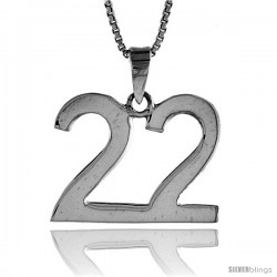 Sterling Silver Digit Number 22 Pendant 3/4 in. (18 mm)