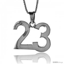 Sterling Silver Digit Number 23 Pendant 3/4 in. (18 mm)