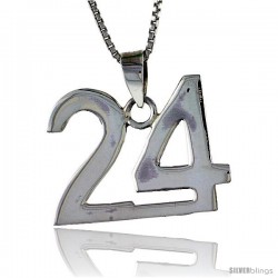 Sterling Silver Digit Number 24 Pendant 3/4 in. (18 mm)