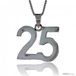 Sterling Silver Digit Number 25 Pendant 3/4 in. (18 mm)