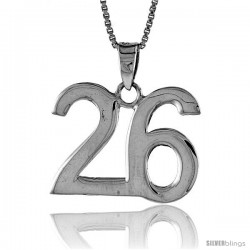 Sterling Silver Digit Number 26 Pendant 3/4 in. (18 mm)