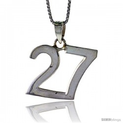 Sterling Silver Digit Number 27 Pendant 3/4 in. (18 mm)