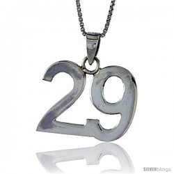 Sterling Silver Digit Number 29 Pendant 3/4 in. (18 mm)