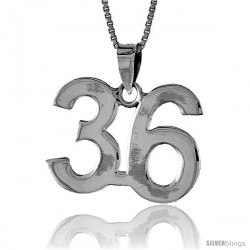 Sterling Silver Digit Number 36 Pendant 3/4 in. (18 mm)