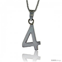 Sterling Silver Digit Number 4 Pendant 3/4 in. (18 mm)