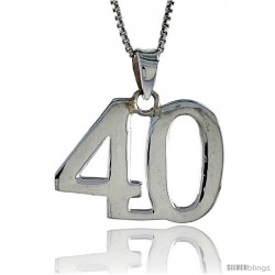 Sterling Silver Digit Number 40 Pendant 3/4 in. (18 mm)