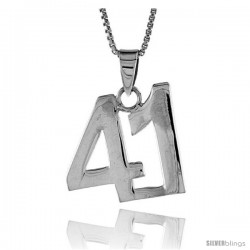 Sterling Silver Digit Number 41 Pendant 3/4 in. (18 mm)