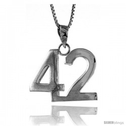 Sterling Silver Digit Number 42 Pendant 3/4 in. (18 mm)