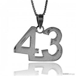 Sterling Silver Digit Number 43 Pendant 3/4 in. (18 mm)