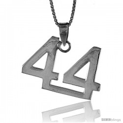 Sterling Silver Digit Number 44 Pendant 3/4 in. (18 mm)