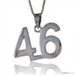 Sterling Silver Digit Number 46 Pendant 3/4 in. (18 mm)