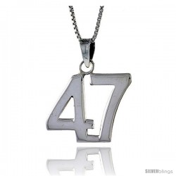 Sterling Silver Digit Number 47 Pendant 3/4 in. (18 mm)