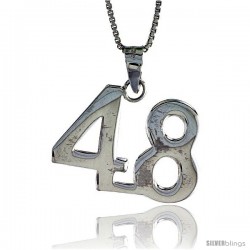 Sterling Silver Digit Number 48 Pendant 3/4 in. (18 mm)