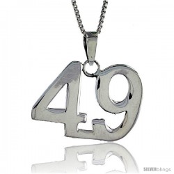 Sterling Silver Digit Number 49 Pendant 3/4 in. (18 mm)