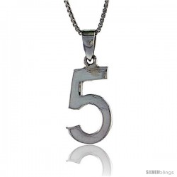 Sterling Silver Digit Number 5 Pendant 3/4 in. (18 mm)