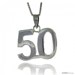 Sterling Silver Digit Number 50 Pendant 3/4 in. (18 mm)