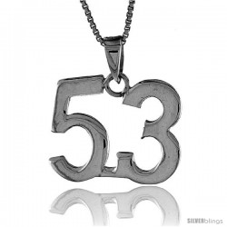 Sterling Silver Digit Number 53 Pendant 3/4 in. (18 mm)