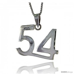 Sterling Silver Digit Number 54 Pendant 3/4 in. (18 mm)