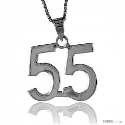 Sterling Silver Digit Number 55 Pendant 3/4 in. (18 mm)
