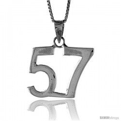 Sterling Silver Digit Number 57 Pendant 3/4 in. (18 mm)