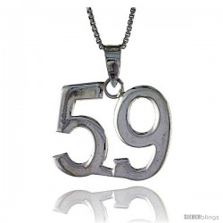 Sterling Silver Digit Number 59 Pendant 3/4 in. (18 mm)