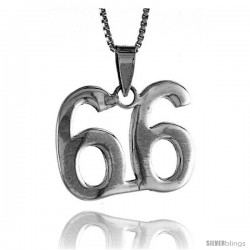 Sterling Silver Digit Number 66 Pendant 3/4 in. (18 mm)