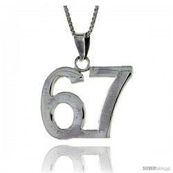 Sterling Silver Digit Number 67 Pendant 3/4 in. (18 mm)