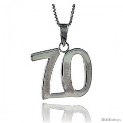 Sterling Silver Digit Number 70 Pendant 3/4 in. (18 mm)