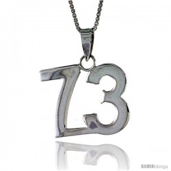 Sterling Silver Digit Number 73 Pendant 3/4 in. (18 mm)