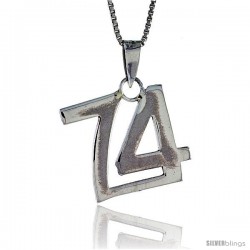 Sterling Silver Digit Number 74 Pendant 3/4 in. (18 mm)