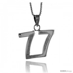 Sterling Silver Digit Number 77 Pendant 3/4 in. (18 mm)