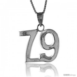 Sterling Silver Digit Number 79 Pendant 3/4 in. (18 mm)