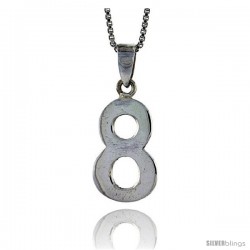 Sterling Silver Digit Number 8 Pendant 3/4 in. (18 mm)