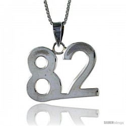 Sterling Silver Digit Number 82 Pendant 3/4 in. (18 mm)