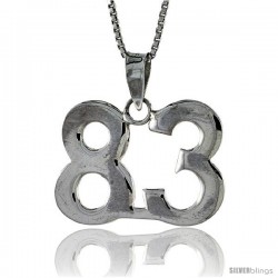 Sterling Silver Digit Number 83 Pendant 3/4 in. (18 mm)