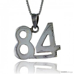 Sterling Silver Digit Number 84 Pendant 3/4 in. (18 mm)