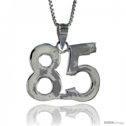 Sterling Silver Digit Number 85 Pendant 3/4 in. (18 mm)