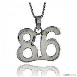 Sterling Silver Digit Number 86 Pendant 3/4 in. (18 mm)