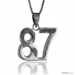 Sterling Silver Digit Number 87 Pendant 3/4 in. (18 mm)