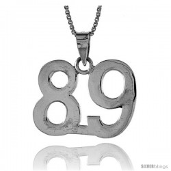 Sterling Silver Digit Number 89 Pendant 3/4 in. (18 mm)