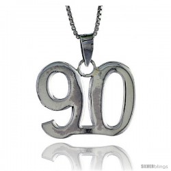 Sterling Silver Digit Number 90 Pendant 3/4 in. (18 mm)