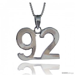 Sterling Silver Digit Number 92 Pendant 3/4 in. (18 mm)