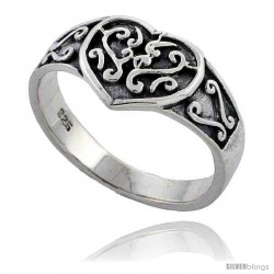 Sterling Silver Celtic Knot Heart Ring 3/8 wide