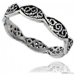 Sterling Silver Swirl Filigree Wedding Band Ring, 1/8 in wide -Style Tr550