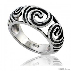 Sterling Silver Swirl Design Dome Ring 5/16 in wide