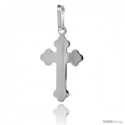 Sterling Silver Eastern Orthodox Cross Pendant, 1 in. (25 mm) tall w/ 18 in. Thin Box Chain